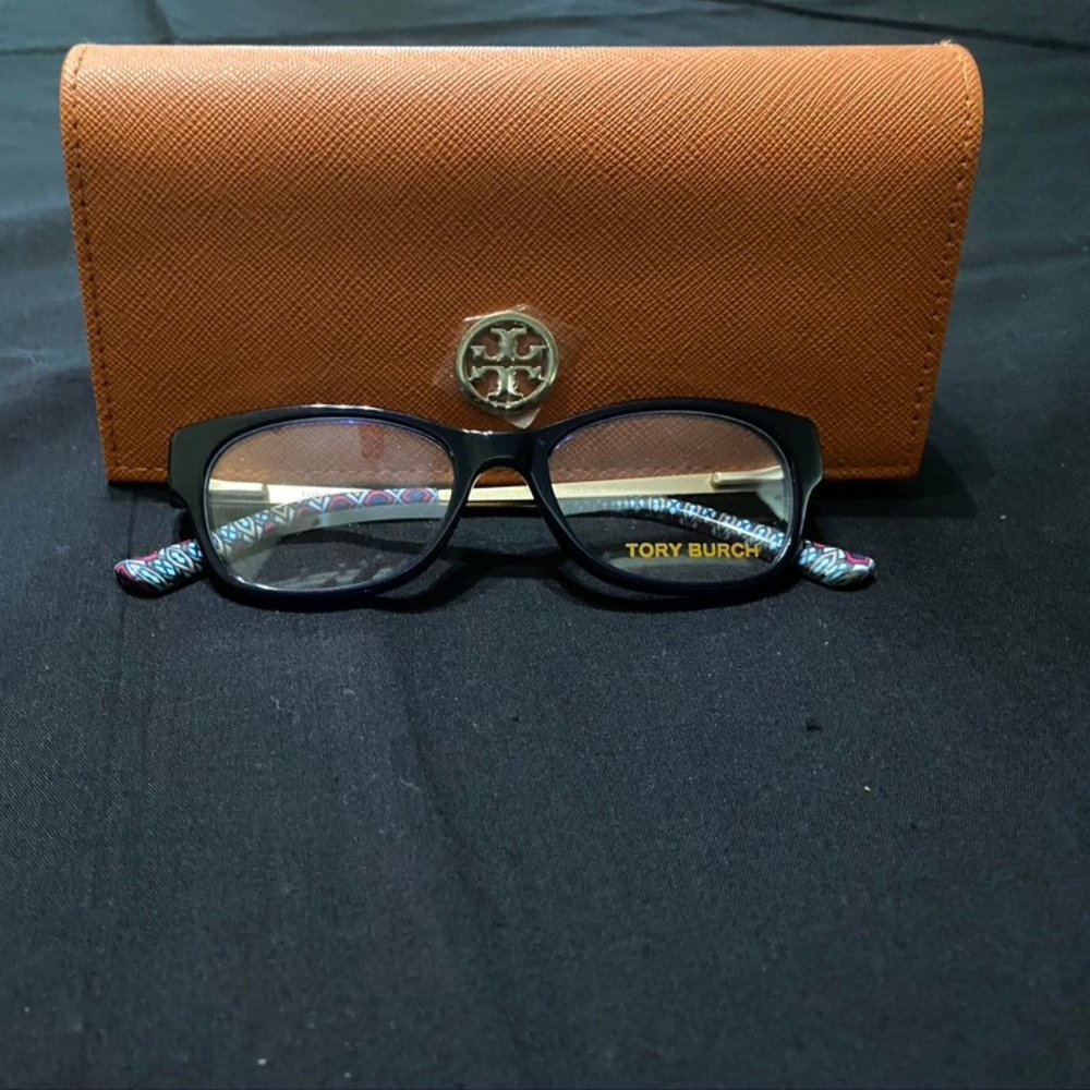 TORY BURCH Navy and Gold Tone Wide Edge EYEGLASSES